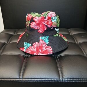 Floral Bucket Hat Fashion Flower Print Summer Cap